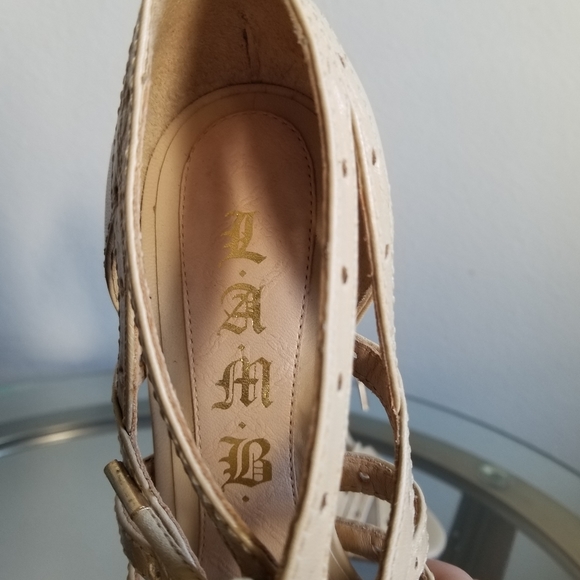 L.A.M.B by Gwen Stefani 90s Y2K Lace Up Tan Leather Heels Size 6 - Picture 11 of 13